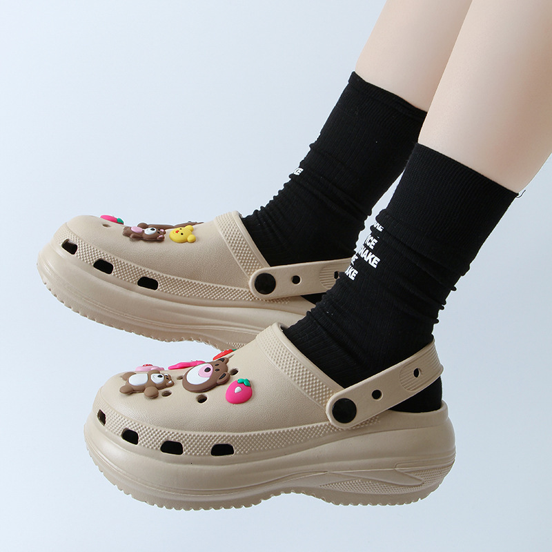 Bear World Thick-Soled Clog Shoes Women, Summer New Style, Outdoor Casual Breathable Non-Slip Height-Increasing Closed-Toe Sandals for Men ddmymarket
