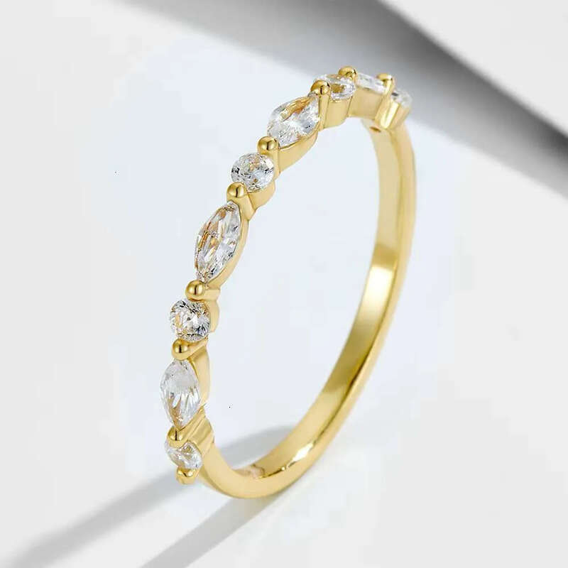 DHCollections Hot Sale S Sier Ring Gold Plated Delicate Bg Dia Cubic Zirconia Cz Pave Engagement Rings for Women