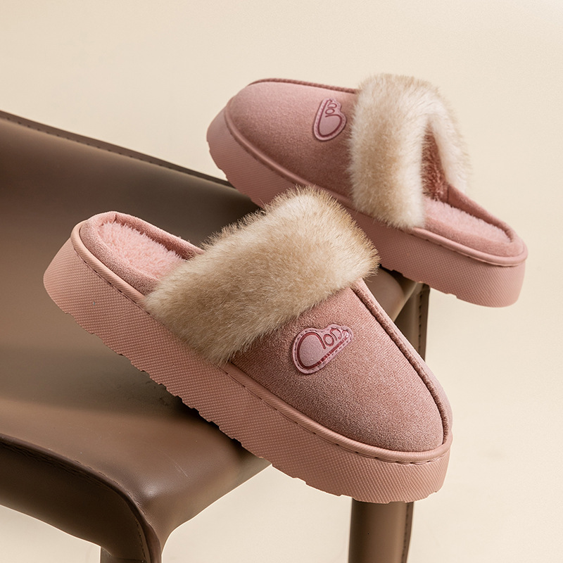 Furry Women, Outdoor Wear, 2025 New Style, Sheepskin Snow Boots, Thick Sole, Fleece Lined, Closed-Toe Cotton Slippers for Autumn and Winter ddmymarket