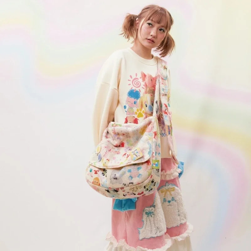 Y2K Shoulder Bag Fashion Korean Sweet Fleece Handbag Pures And Bag Crossbody Bag Women Bag Allmatch Lovely 250930