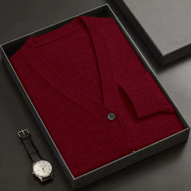 Mens Cardigan Sweatercoat VNeck Long Sleeve Button Down Knitted Sweaters Lightweight Solid Color Winter Thick Outerwear 250929