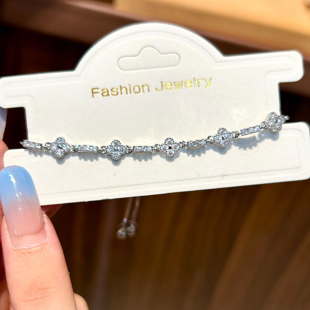 Korean Style Light Exquisite High-End Zircon Flower Bracelet Commuting Versatile Niche Design Fashionable Elegant Jewelry