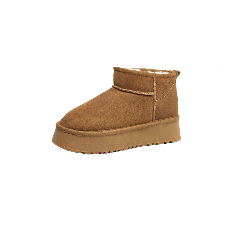 New winter short boots suede leather thick soled women's snow boots wool lining thickened casual cotton shoes designer shoes