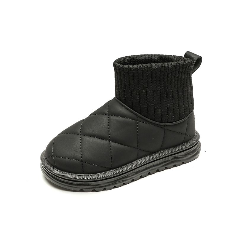 Children Boots Sock Snow Boots Girls Short Ankle Boots Kidszworld Kids Cute Sewing Autumn Winter Warm Cotton Plush Shoes for Boys Unisex PU Waterproof