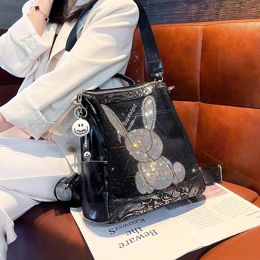 Designer Bag Hot Rhinestone Bag 2025 New Versatile Fashion Trend Women's Bag Genuine Leather Backpack Women's Crossbody Bag Luxury Bag High-