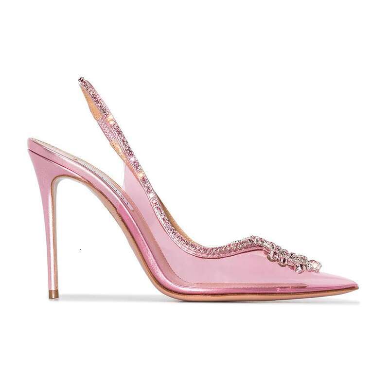 Fashion Rhinestone Flash Piece Temperament Beautiful Wedding Shoes Female Pointed Heels After Empty Sandals