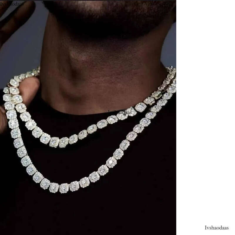 Necklace bracelet Moissanite Dia Custom Vvs Cuban Link S Sier 10mm Large Tennis Chain Solid Back Hiphop