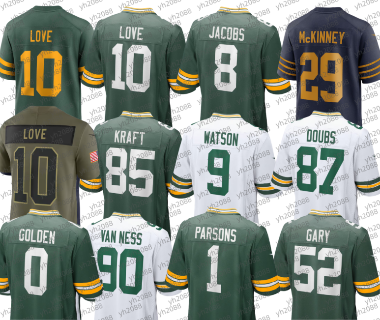 Brett Favre Reggie White Jordan Love Josh Jacobs Matthew Golden Micah Parsons Emanuel Wilson Edgerrin Cooper Tucker Kraft Rashan Gary Lukas Van Ness Football Jersey