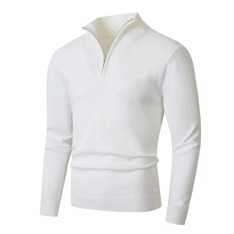 Mens Quarter Zip Pullover Sweater Lightweight Mock Neck Slim Fit Knit Casual Polo Sweaters Solid Color Cardigan 250929