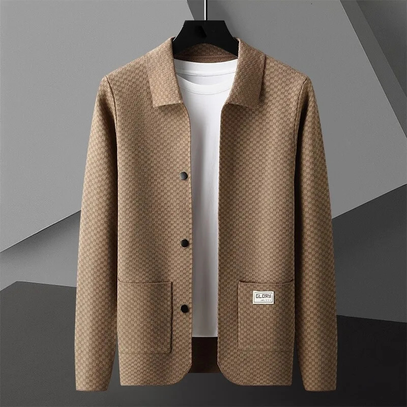Autumn Turndown Collar Knitted Cardigan Jacket Mens Casual Versatile Korean Style Student Slim Fit Top 250929