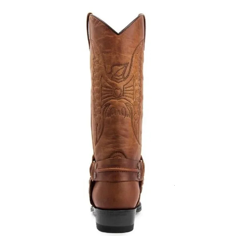 Men Women Unisex Mid Calf Western Cowboy Embroidery Boots Male Autumn Outdoor Leather Totem Med Heel Fashion ed Boots 250930