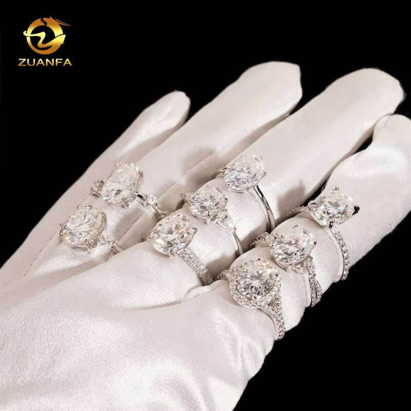 25 Different Cut Iced Out Wedding VVS Diatomaceous Earth Silver Jewelry Engagement Rings