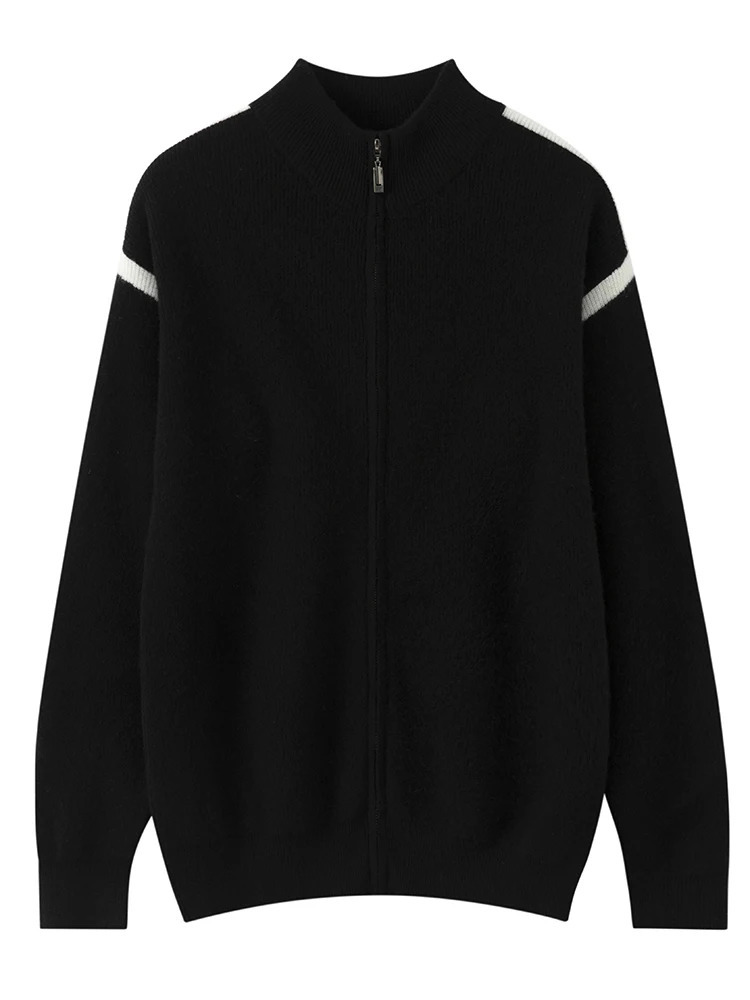 Chic Zippered 100 Merino Wool Cardigan Autumn Winter Man Thick Soft Warm Couple Style Knitted Sweater Male Clothing Tops 2025 250929