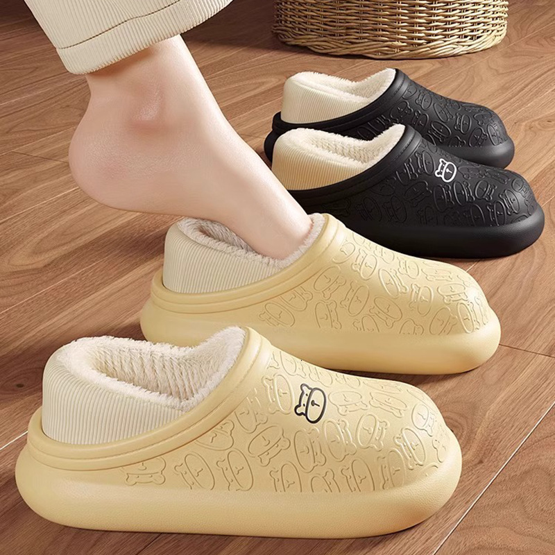 Waterproof Slippers for Women, Winter Indoor Warm Thick Cotton Shoes, Soft and Comfortable Plush Maternity Shoes ddmymarket
