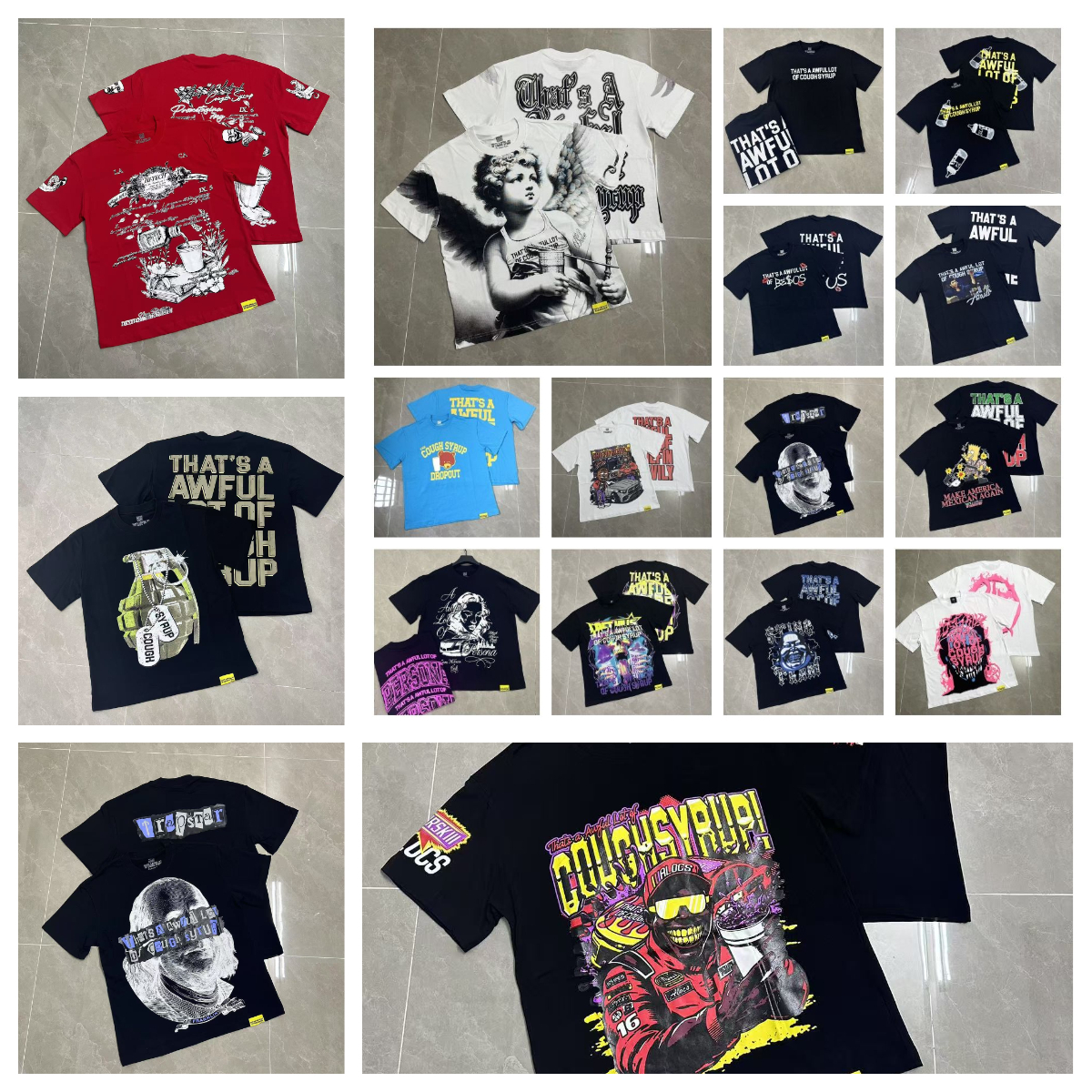 Designer Thats a awful lot of caugh syrup T Shirt Fashion Classic Mens Tshirt Beach Hipster Fabric Stree Printing High Quality Hip Hop Thats A Awful Lot Of Cough Tee