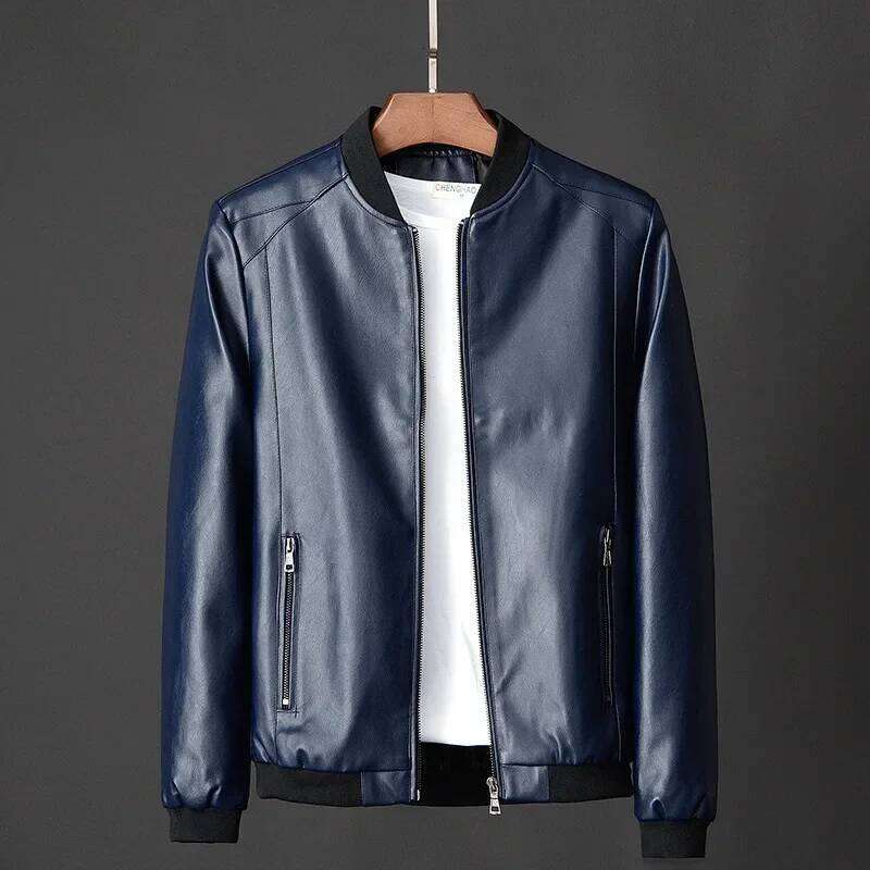 Autumn New Black Biker PU Coat Korean Fashion Men Pu Leather Jacket Trend Casual Fit Slim Baseball Clothes 8Xl