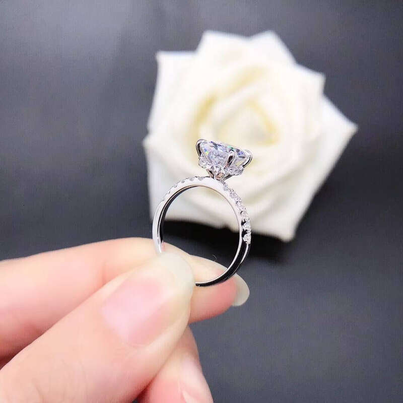 S Sterling Silver Gold Plated 1/2/2.5/3/4/5/6ct Oval Cut D VVS Moissanite Single Engagement Wedding Ring