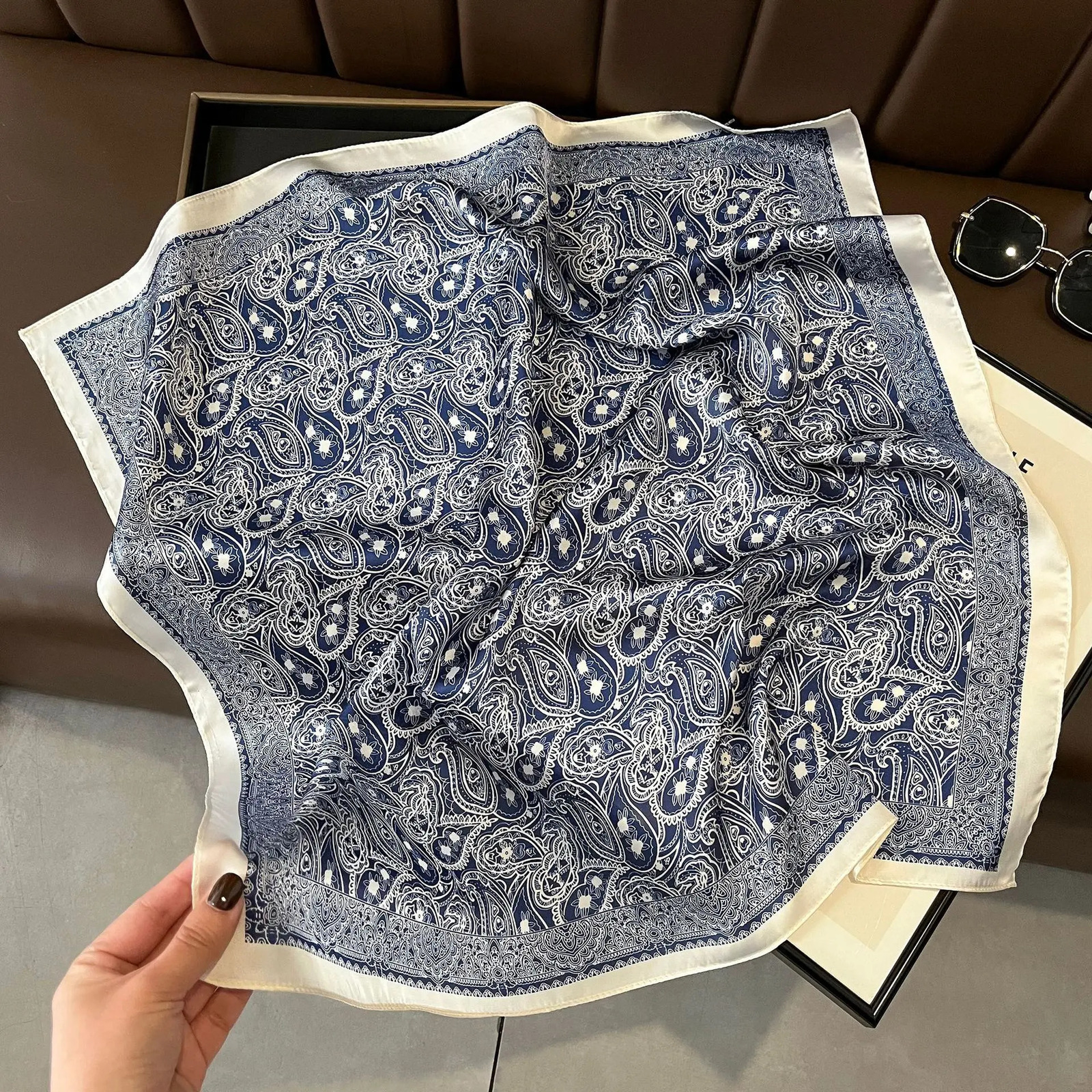 Satin Print Silk Scarf Square Women Neck Scarves Wrap Headkerchief Beach Hair Band Womens Bandana 250928