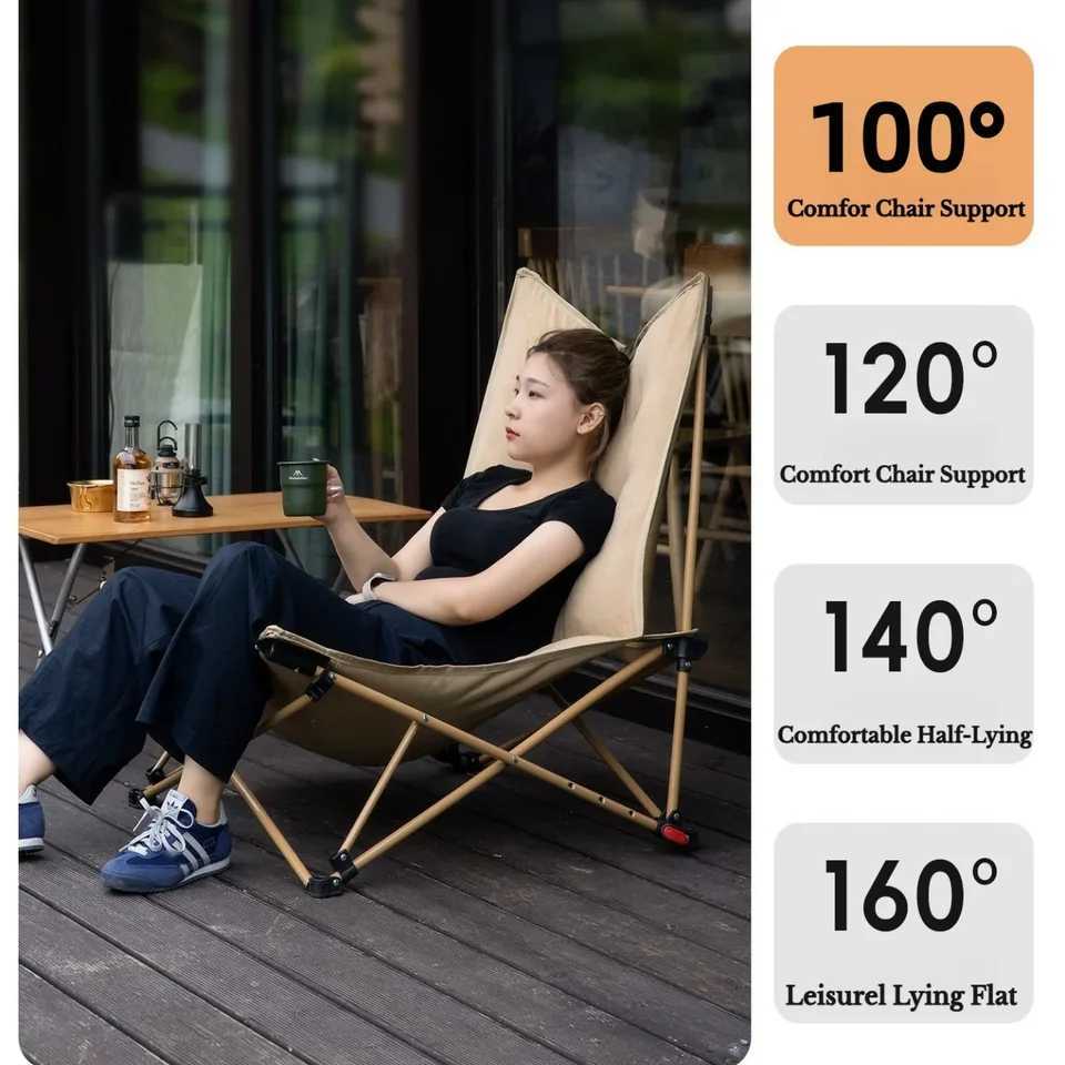 MOUNTAINHIKER New Camping photosynthesis Chair High Back Folding Chair Backrest Adjustable Outdoor Leisure Hiking Fishing Picnic J2509301