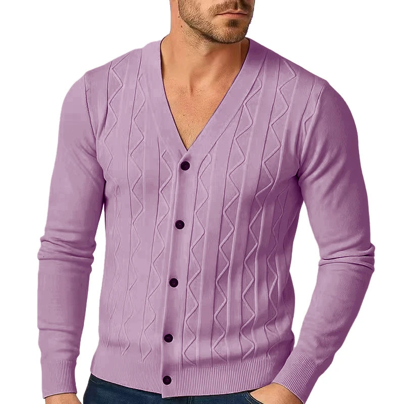 Mens Cable Knit Cardigan Sweater V Neck Casual Button Down Sweaters Long Sleeve Fall Outwear Lightweight Solid Color Tops 250929