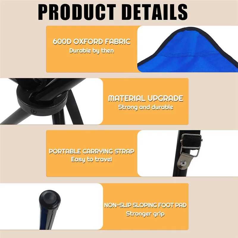 A11EPortable Folding Camping Stool Tripod Seat Folding Camping Chair Outdoor Travel Medium Chair For Picnic Garden Lawn J250930