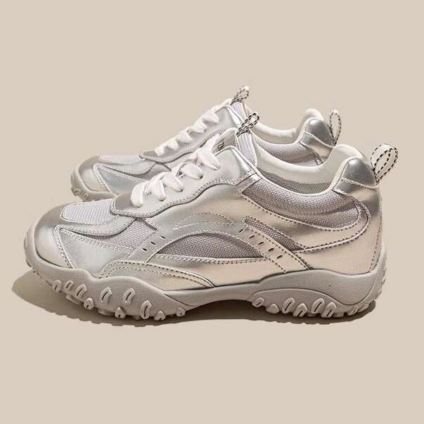 6CM ight Increase Designer Shoe Genuine Leather Thick Sole Mesh Breathable Women's Outdoor Training Casual Sports Dad Shoes