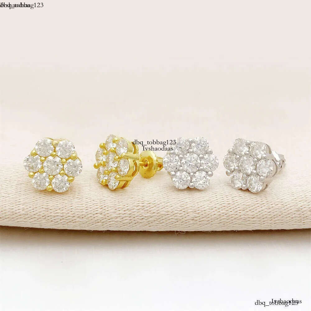 Wholesale Lab Dia Screw Back Sterg Sier wer D vvs Moissanite Iced Out Cluster Stud Earrings For Women