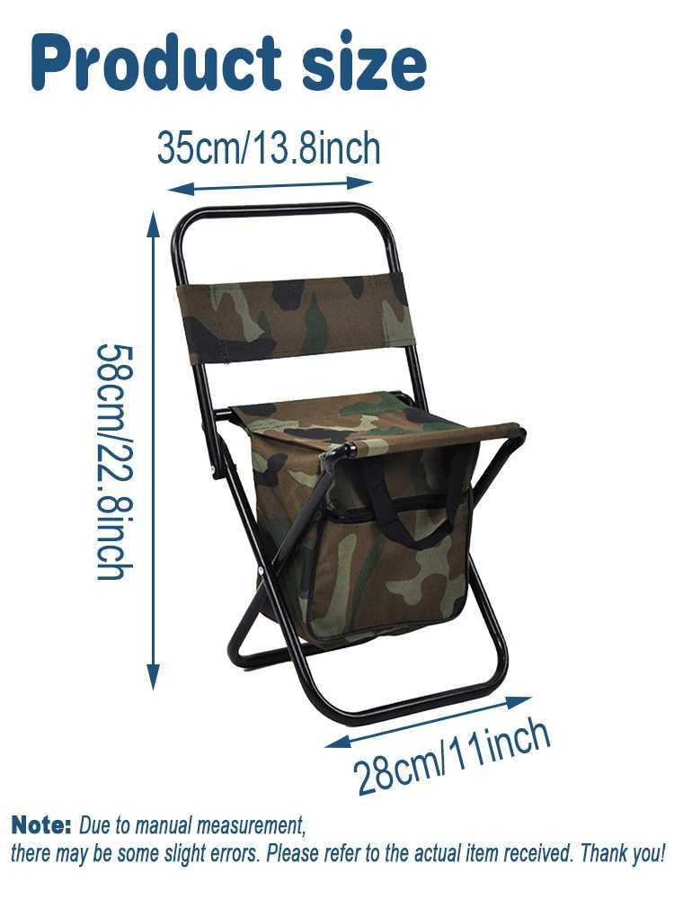 1pc Foldable Fishing Chair with Cooler Bag Portable Backrest Fishing Stool Lightweight Outdoor Folding Chair for Fishing Hunting J250930