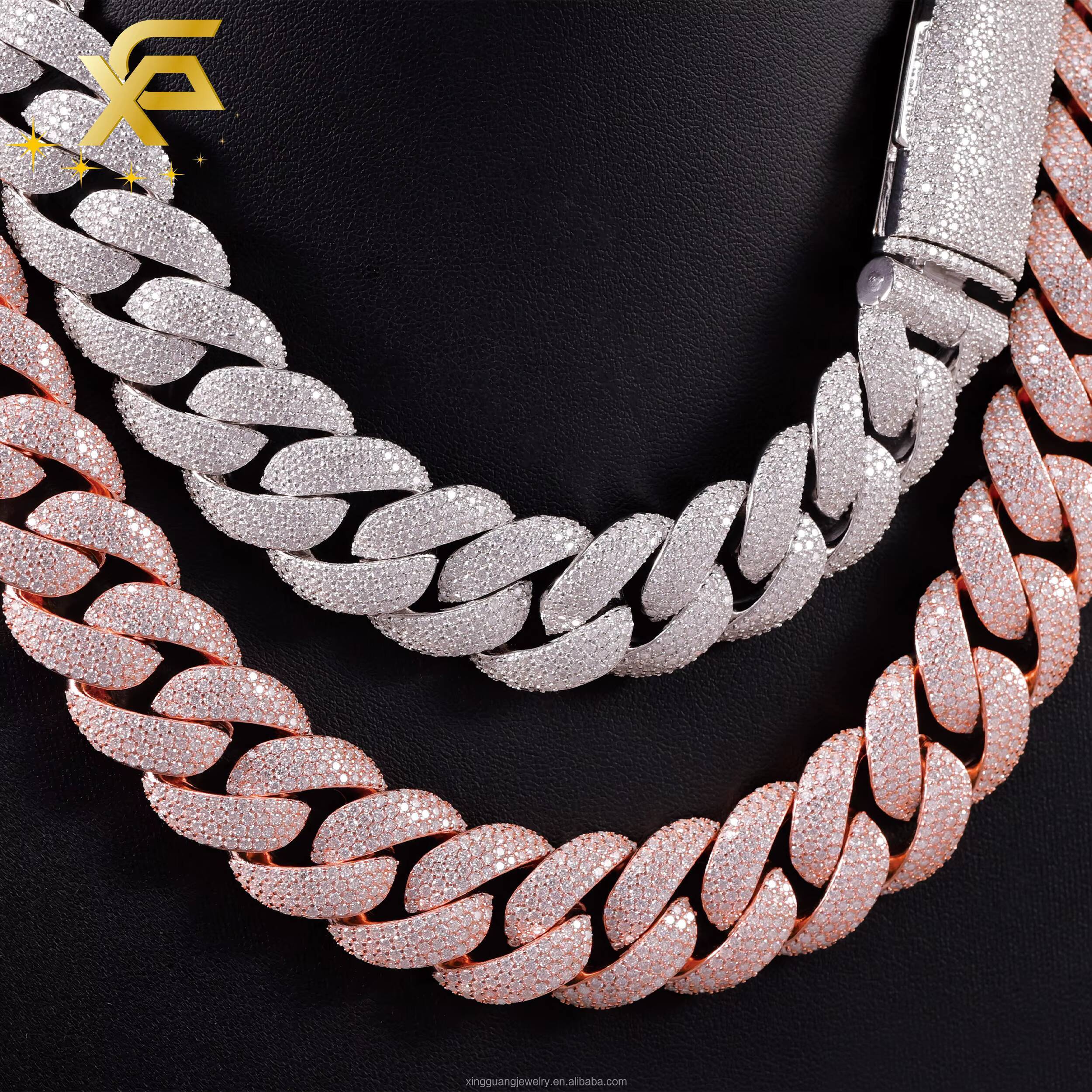 Hip Hop Rose Gold Chain 20MM Full Iced Out Moissanite Chain S925 Real Plated VVS Diamond Cuban Link Chain Necklace - view 5