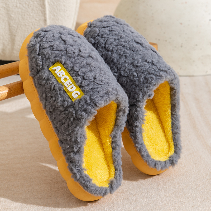 Cixi Cotton Men Women, Indoor Non-Slip Warm Home for Spring, Autumn, and Winter, Couples' Fuzzy Plush Slippers ddmymarket