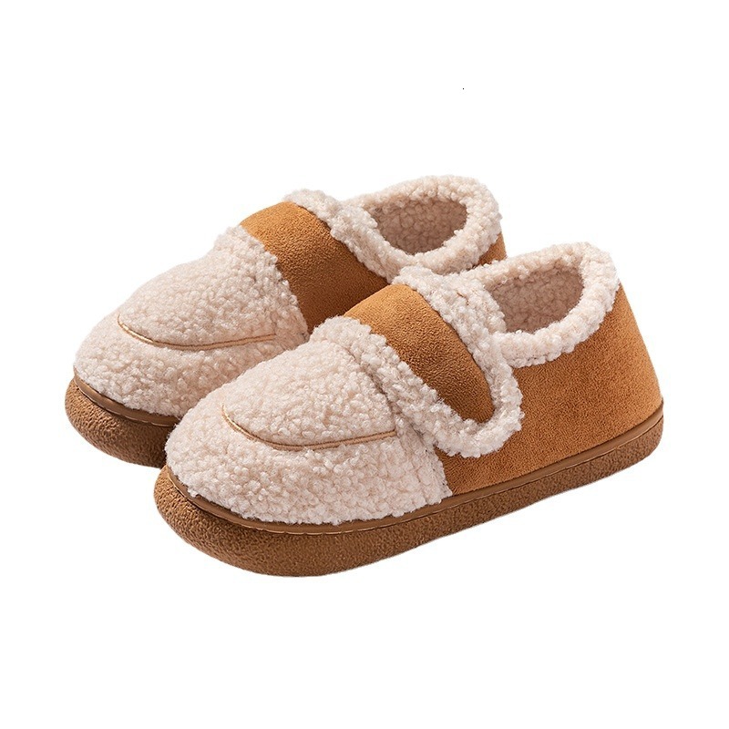 Internet Celebrity Magic Tape Back Slippers for Women Winter Outdoor Wear Warm Non-Slip Fleece Maternity Plush Cotton Shoes ddmymarket