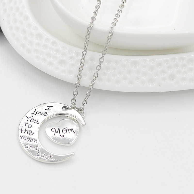 New Moon Heart Letter Family Necklace Fashion Trend Jewelry Accessories