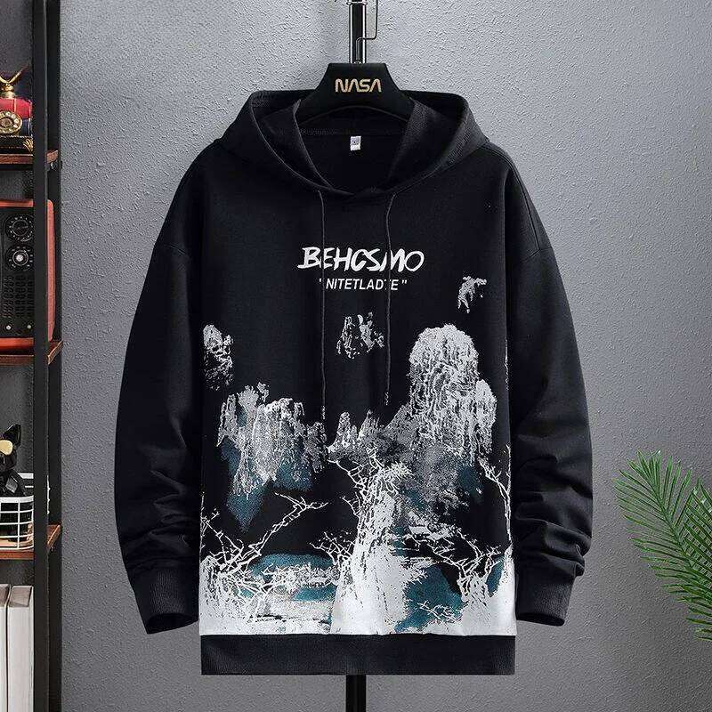 Sweatshirts for Man Hooded Anime White Men's Clothing Hip Hop Manga Hoodies Aesthetic Streetwear New in Pastel Color Cotton Emo