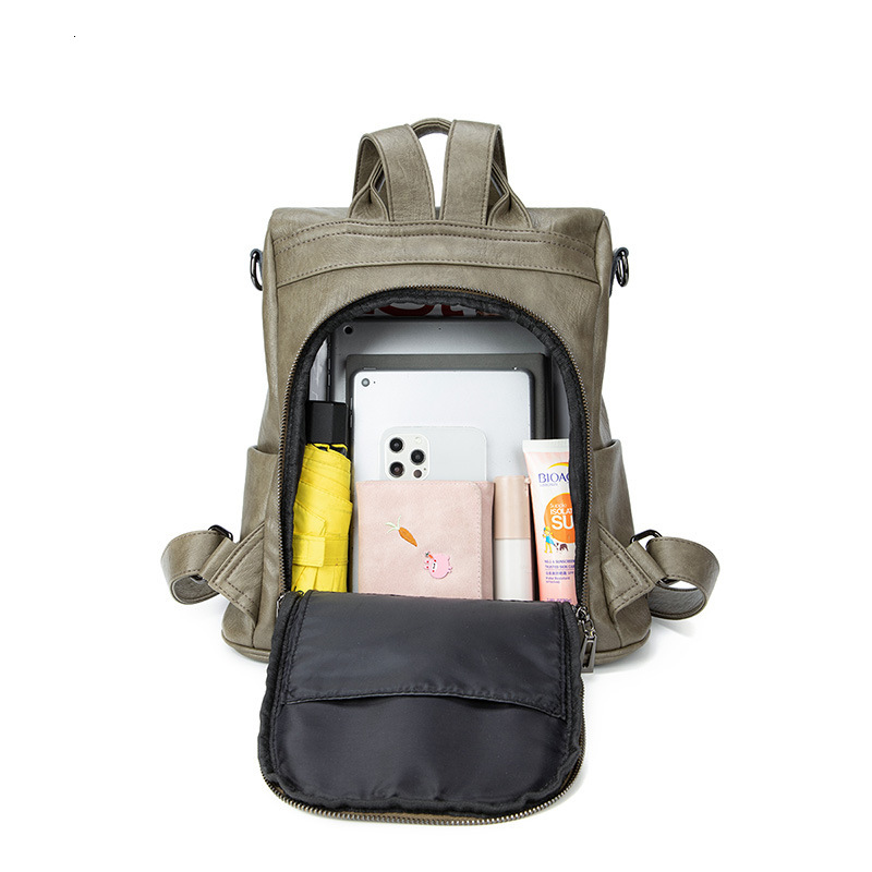 Luxury Bag Designer Bag Korean Style Backpack For Women New 2025 Summer Versatile Soft Leather Backpack Large Capacity Casual Anti-theft Travel Bag Mu