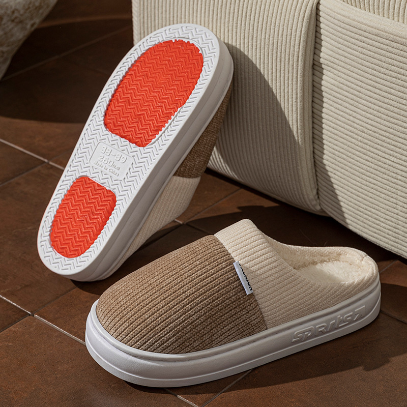 Elderly Non-Slip Autumn Winter 2025 New Couple Thick Sole Home Plush Warm Cotton Slippers for Women ddmymarket