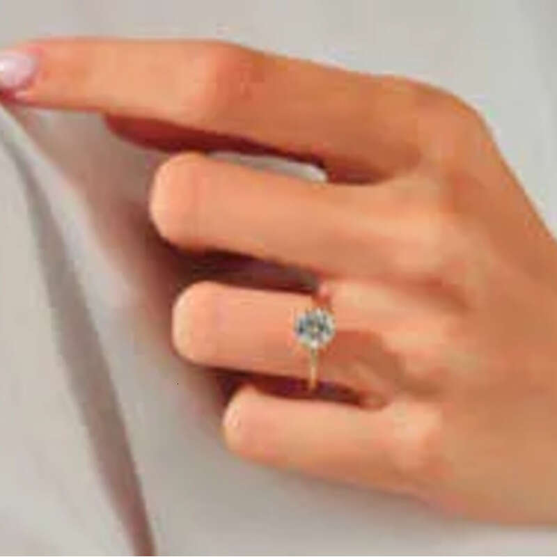 6 Prong Round Engagement Sier Ring/14k Solid Gold 3 Carats Solitaire Moissanite Ring For Wedding