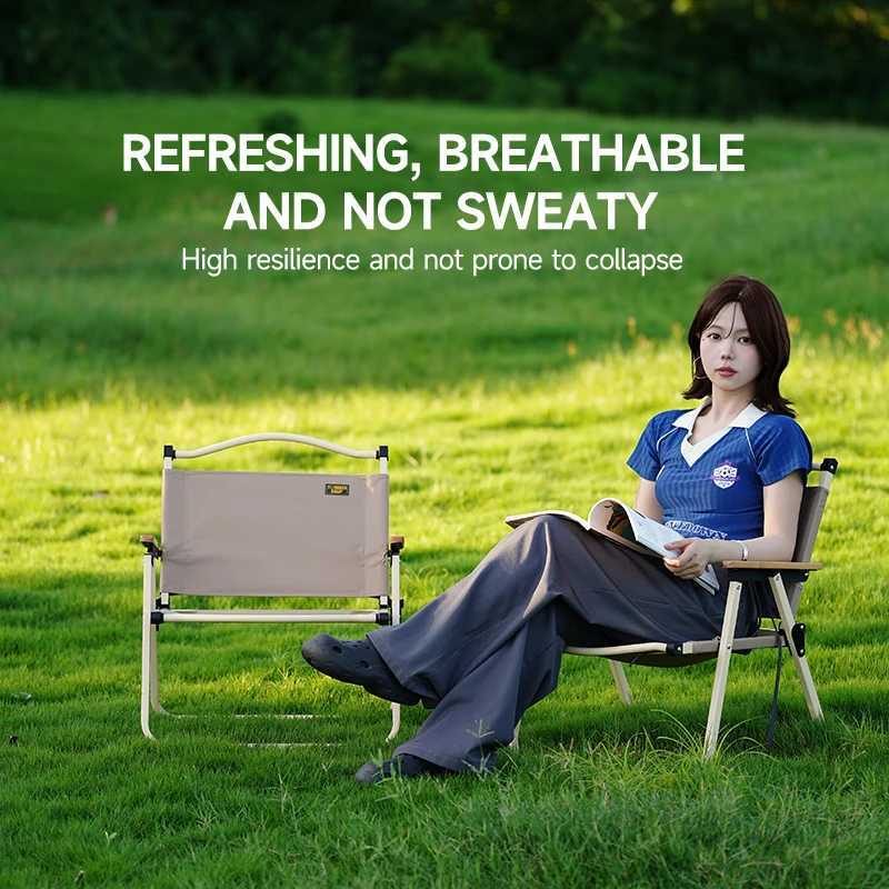 Comet chair outdoor camping fishing chair coffee chair living room chair polyester Oxford cloth beech armchair khaki green J250930