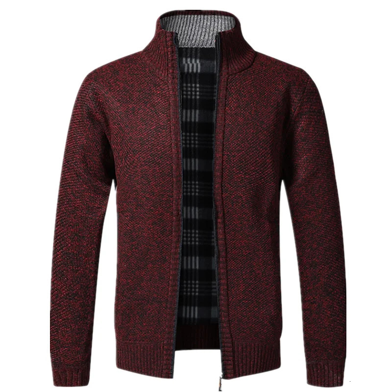 Autumn Winter Warm Cardigan Men Fleece Zipper Sweaters Jackets Mens Slim Fit Knitted Sweatercoat Thick Sweater Coat 250929