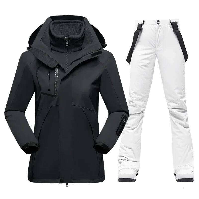 Women Waterproof Mountain Jacket And Ski Pants Winter Thicken Warm Windproof Outdoor Sports Snowboard Snow Coat Trousers