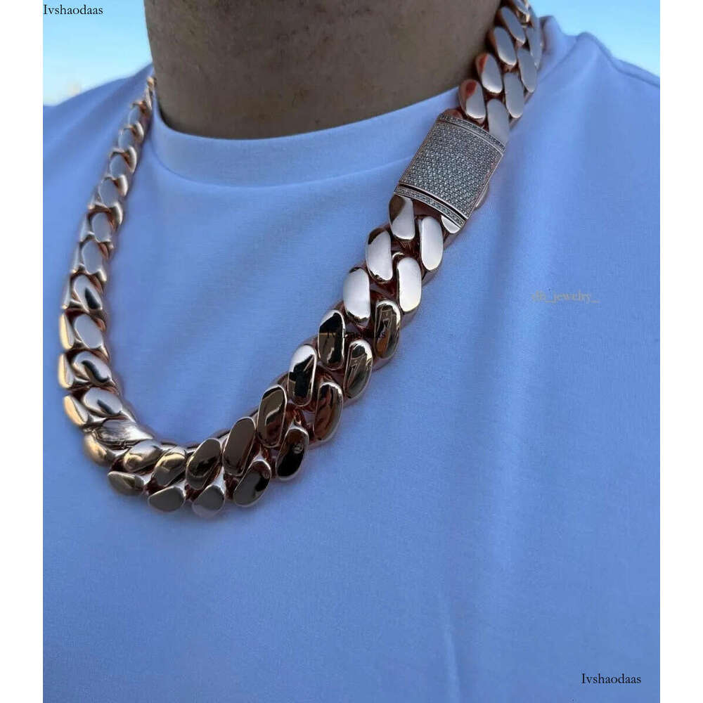 20mm Heavy sier Miami cuban link chains and bracelets with VVS1 Moissanite box clasp, gold plated iced out chain, Boyfriend gift ideas