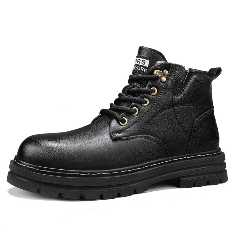 Mens LaceUp Shoes Winter Classic Mens High Top Boots Man Korean Version Casual Shoes Male Leather Fashion Boots 250930