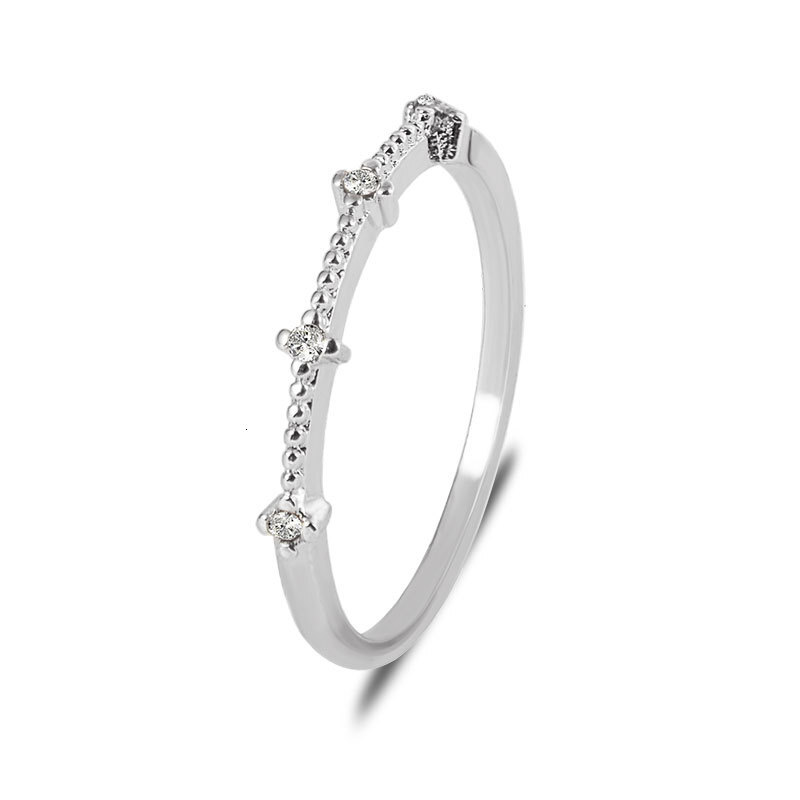Japanese and Korean Style Simple 4 Small Diamond Fresh Ring Jewelry Accessories