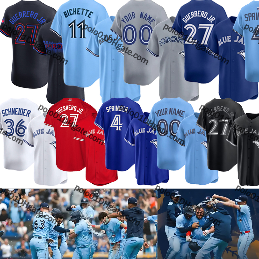 #34 Kevin Gausman Baseball Jersey #4 George Springer #27 Vladimir Guerrero Jr. #11 Bo Bichette Jersey Blue Jays Jersey Chad Green Alejandro Kirk Davis Schneider Jersey