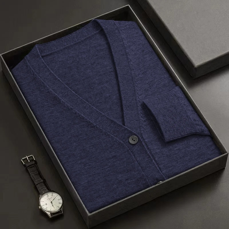 Mens Cardigan Sweatercoat VNeck Long Sleeve Button Down Knitted Sweaters Lightweight Solid Color Winter Thick Outerwear 250929