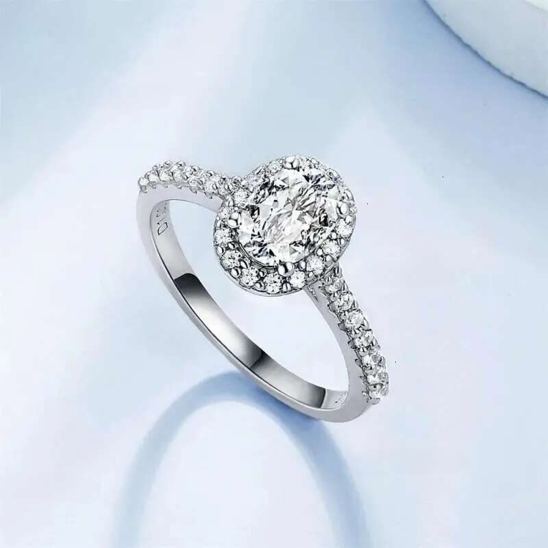 rings 1ct moissanite jewelry sterg sier cluster oval d color dia white gold engagement fashion lady