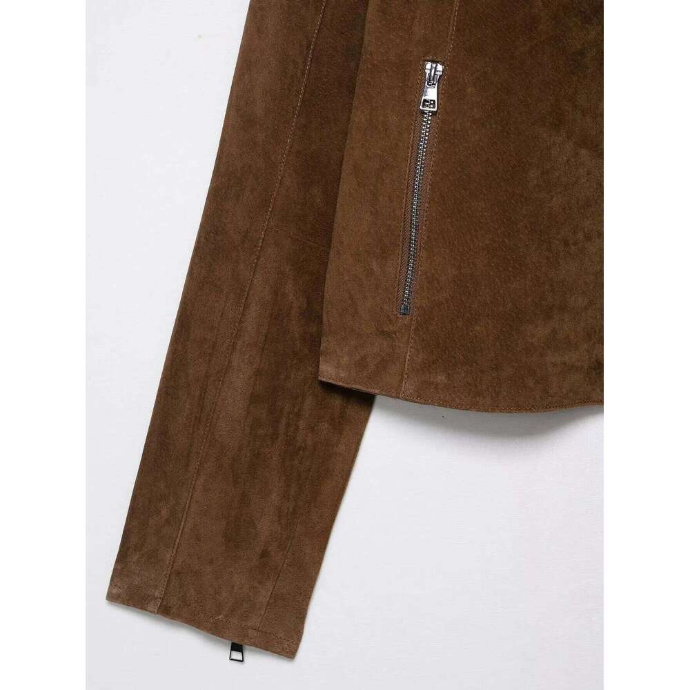 2025 Fashion Women's Casual Suede Jackets Coat Female Zipper Long Sleeve Pockets Coats Winter Lady Commute Jacket Streetwear
