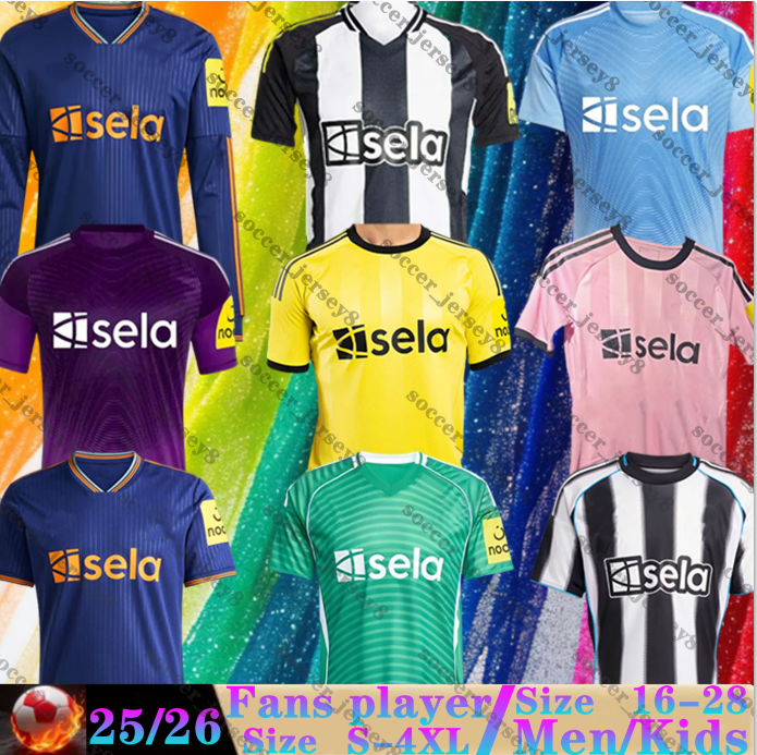 newcastled united 25 26 Soccer Jerseys NUFC Bruno G Elanga Gordon Botman Joelinton Tonali Livramento Willock Krafth 2025 2026 newcastle football shirts men kids kit