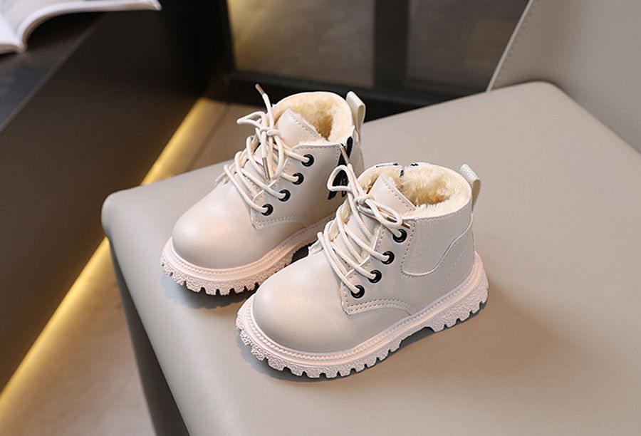 Fashion Kids Boys Girls Boots British Style Winter Warm Velvet Short Boots Kidszworld Children Casual Anti-slip Zipper Leather Shoes Sizes 21-30 sizes