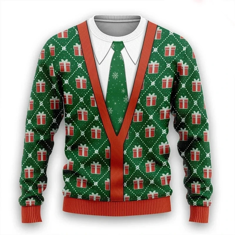 Christmas and winter Christmas sweater ugly sweater informal and stylish Christmas neck for men and women 3D 250930
