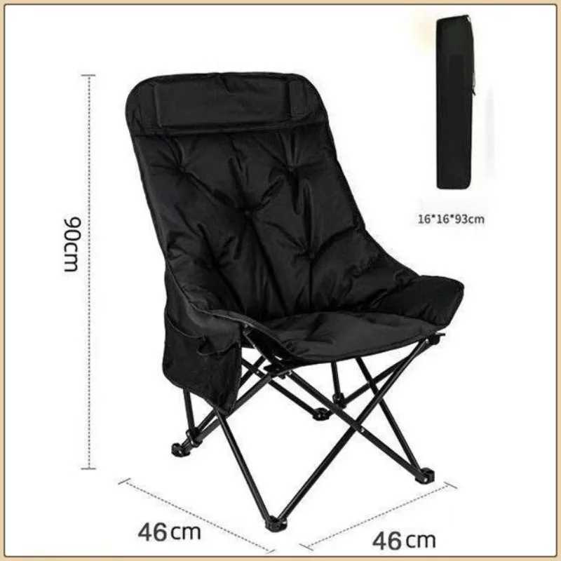 Outdoor Thickened Folding Chair Comfortable High Backrest Stable Portable Outdoor Chair Breathable Widened Seat Surface Chairs J250930
